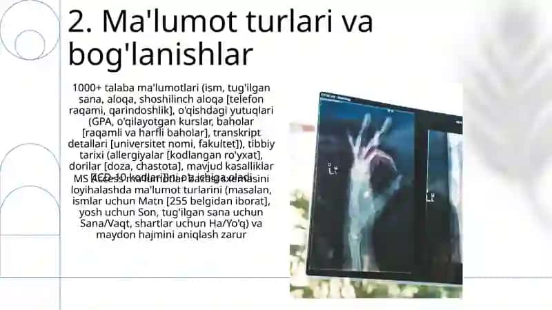 MC Access dasturidaTibbiy biologiya talabalari ma'lumotlar bazasini yaratish 4