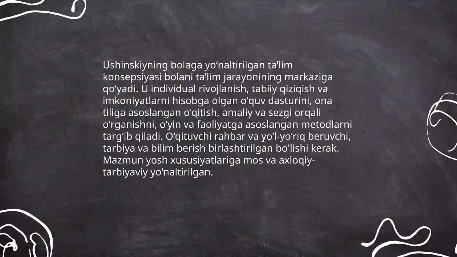 K.D.Ushinskiyning pedagogik gʻoyalari.L.N. Tolstoyning pedagogik qarashlari 4