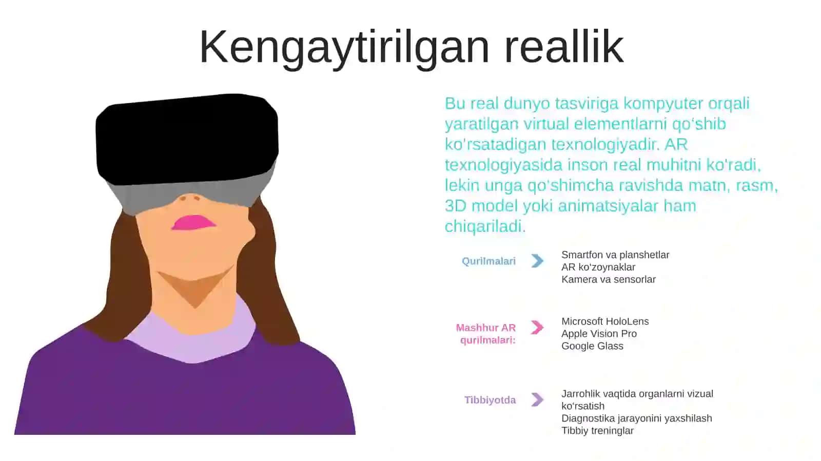VR (VIRTUAL REALITY) VA AR (AUGMENTED REALITY) TEXNOLOGIYALARINING TIBBIYOTDAGI INNOVATSION QO’LLANILISHI 4