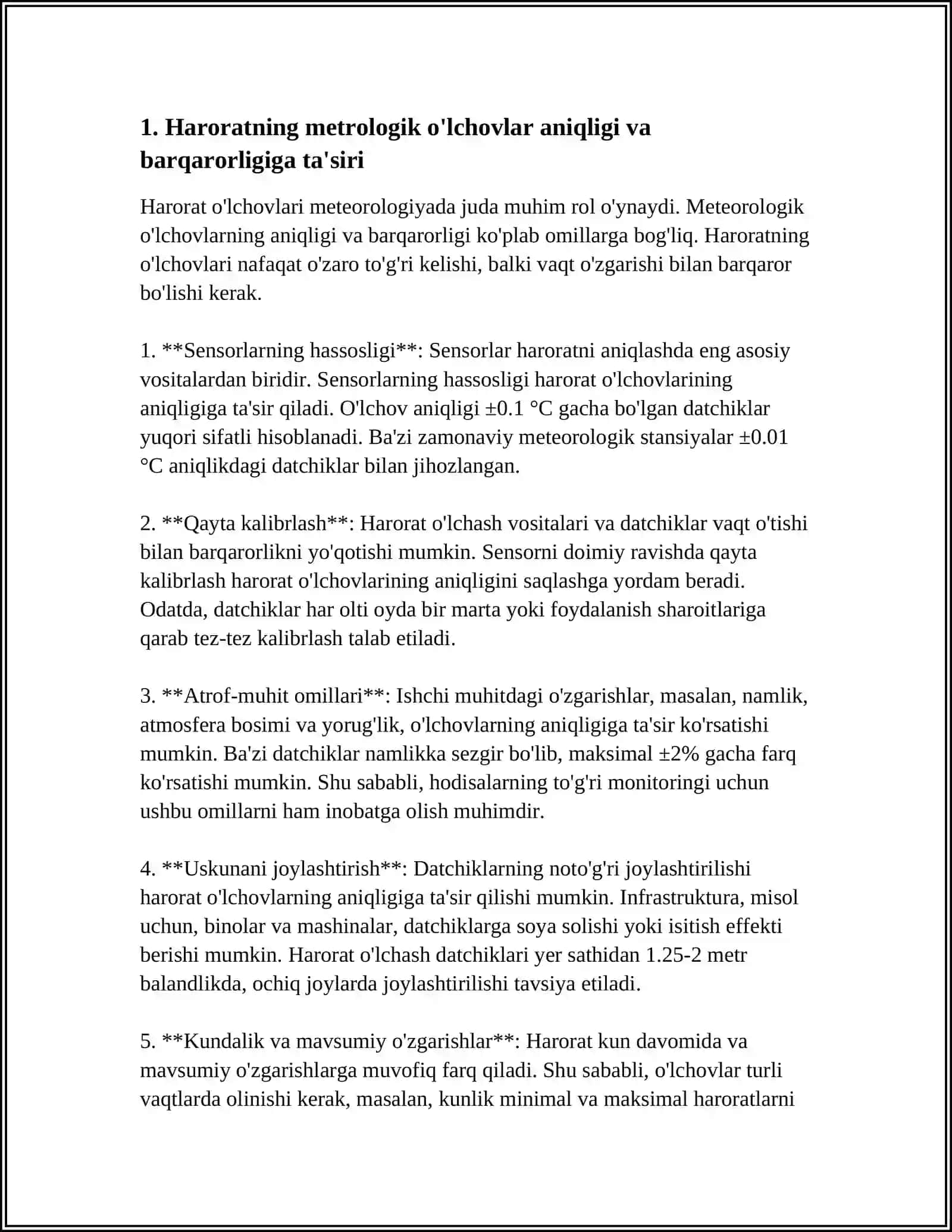 HARORAT VA BOSHQA TASHQI OMILLARNING METROLOGIK XUSUSIYATLARGA TA'SIR 4