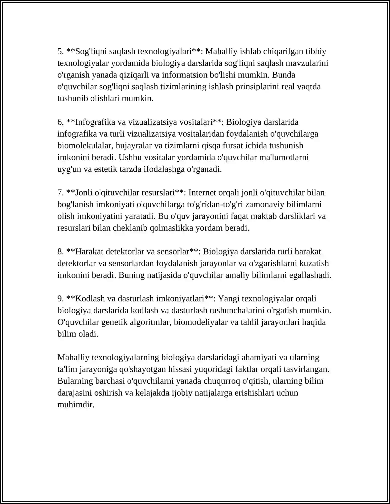 BIOLOGIYA OʼQTUVCHISI FOYDALANADIGAN LOKAL TEXNALOGIYALARNING OʼZIGA XOS XUSUSIYATI 4