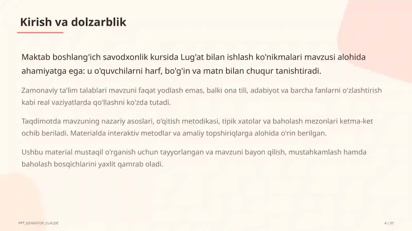 Lug'at bilan ishlash ko'nikmalari (4-sinf) 4
