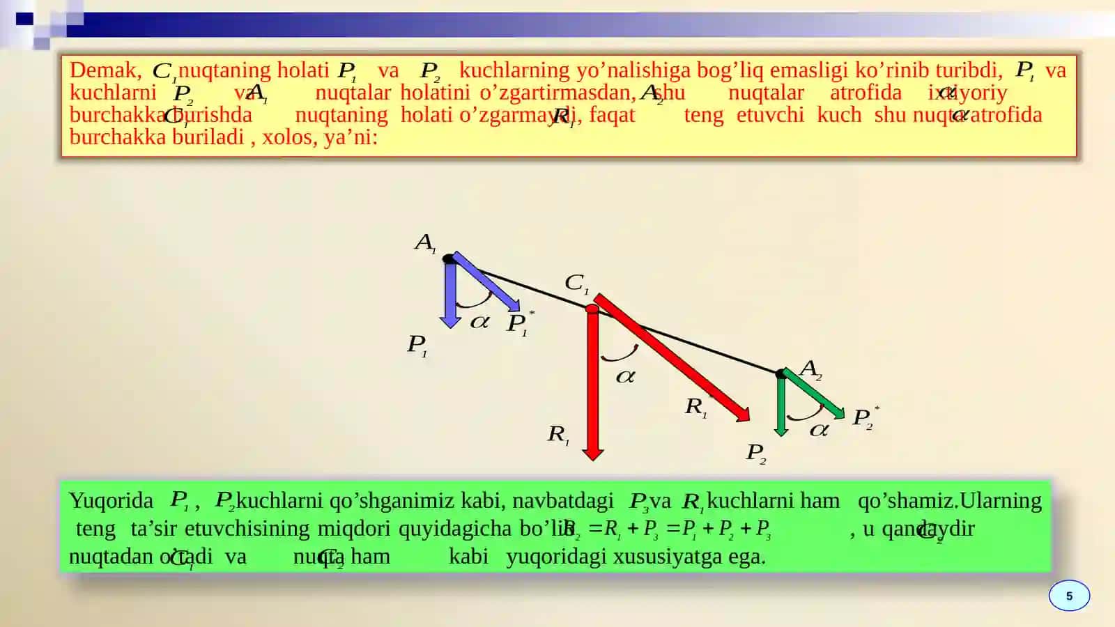FAZODAGI PARALLEL KUCHLAR SISTEMASI.OG’IRLIK MARKAZI 4