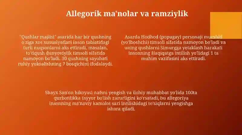 Nishotiyning "Qushlar munozarasi" asar tahlili 4