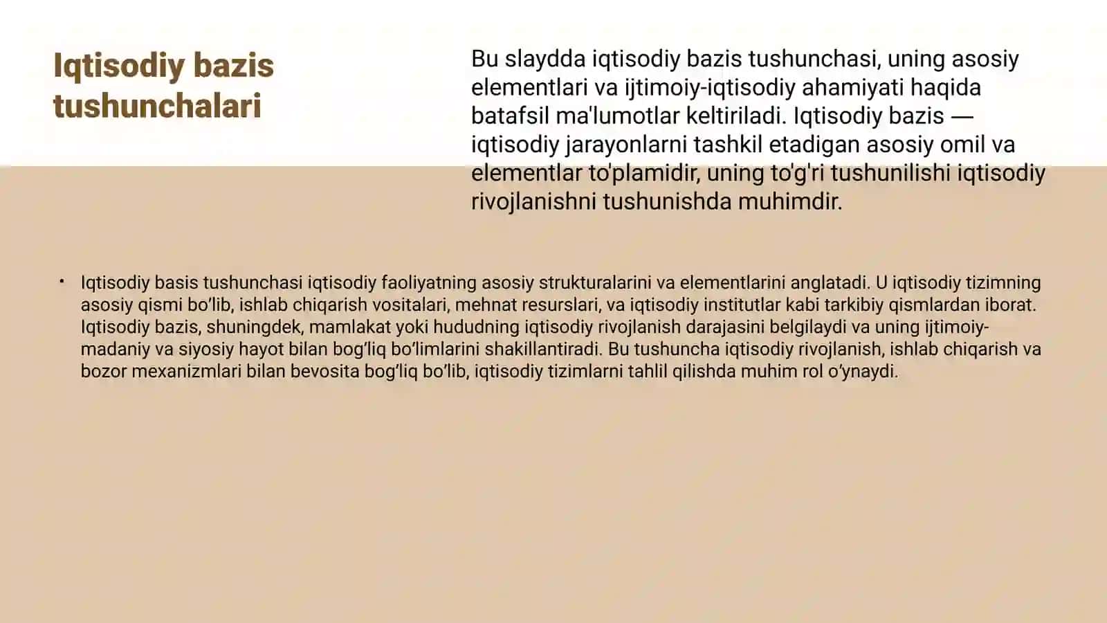 Iqtisodiy bazis tushunchalari 4