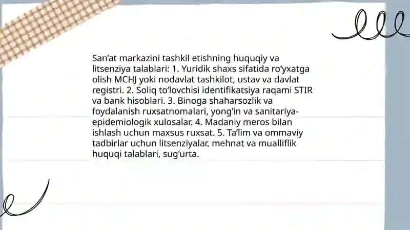 San‘at markazini tashkil qilish 4