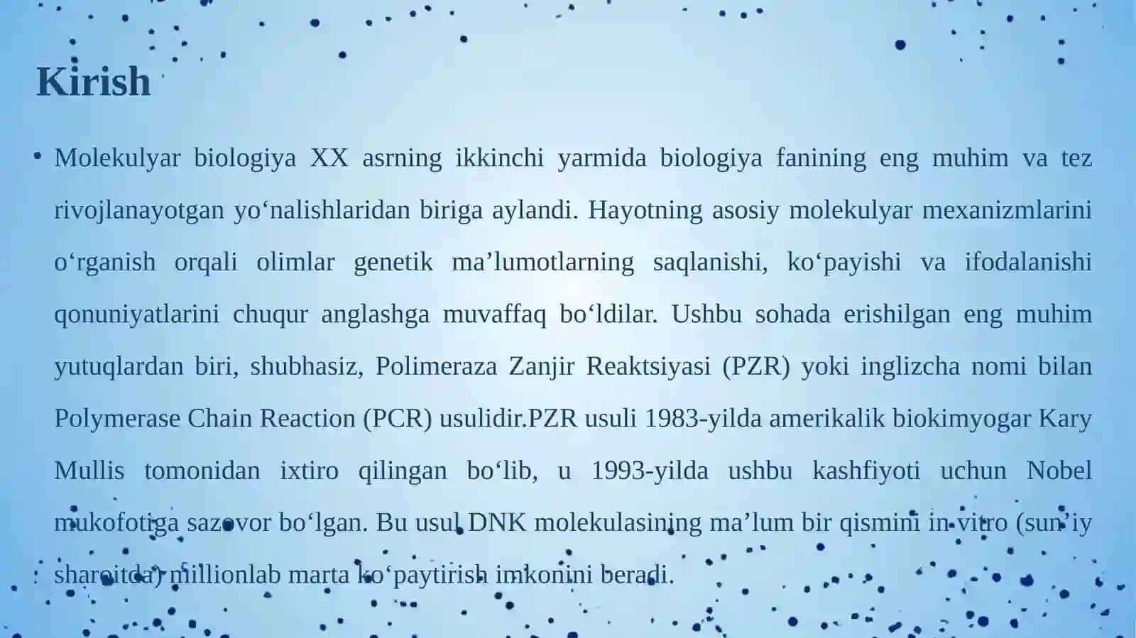 Molekulyar biologiya sohasida PZR usuli va uning fan rivojidagi yutuqlari 4