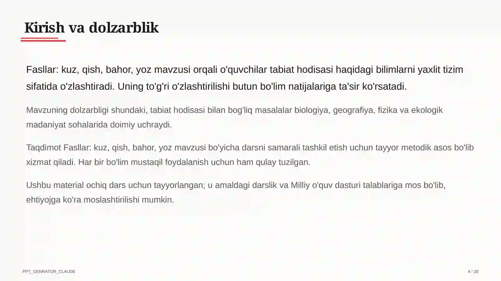 Tabiatshunoslik dars rejasi 4