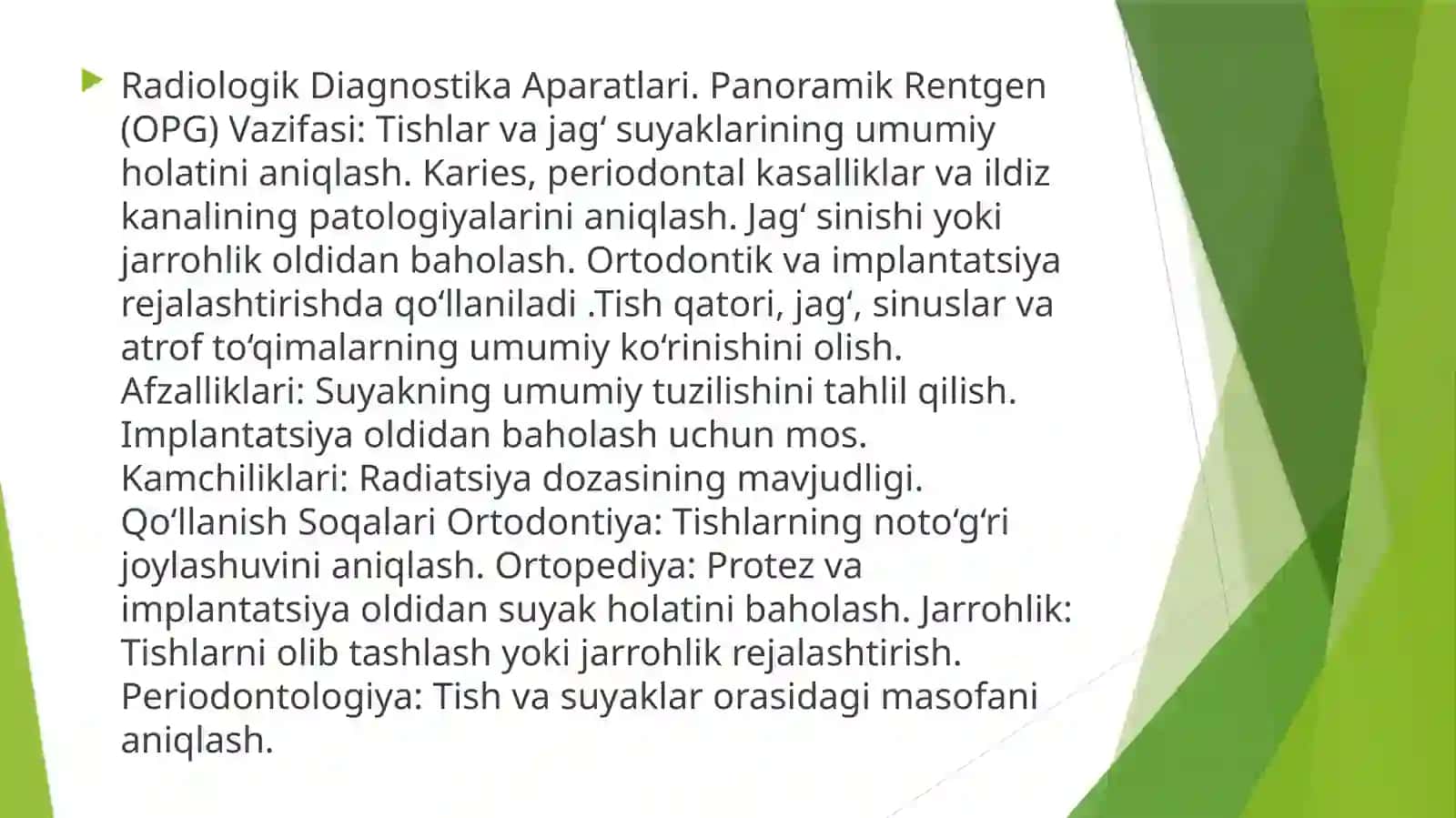 Radiologik Diagnostika Aparatlari. Panoramik Rentgen (OPG) 4