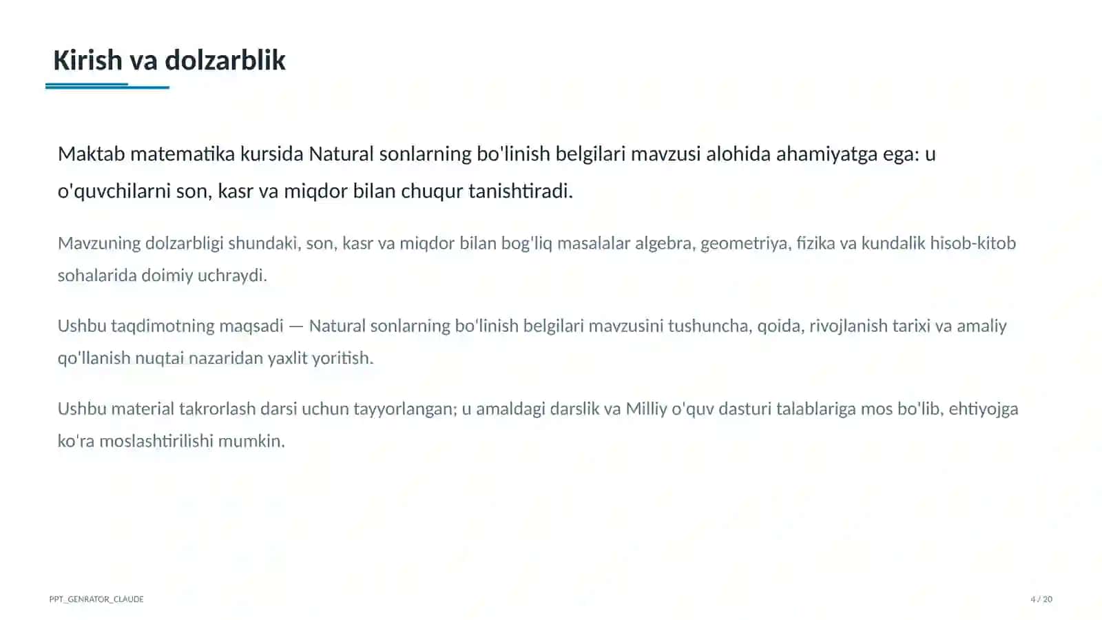 Natural sonlarning bo'linish belgilari (5-sinf) 4