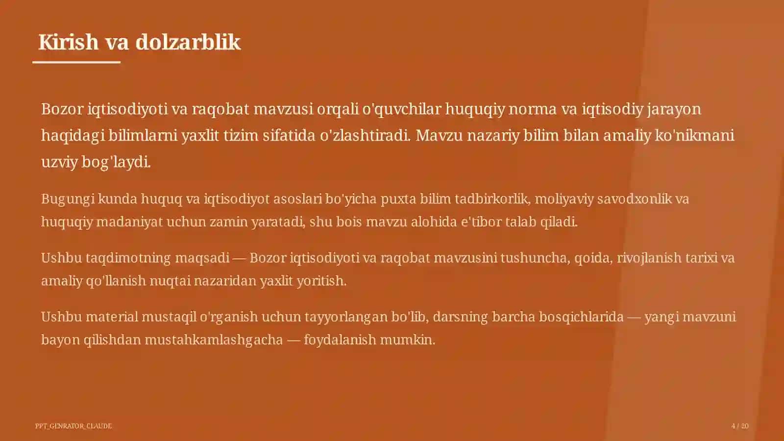 Bozor iqtisodiyoti va raqobat (10-sinf) 4