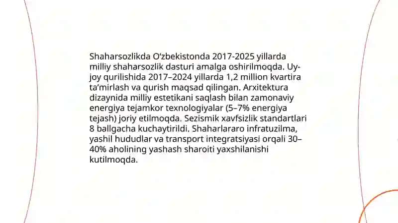 Oʻzbekistonda bunyodkorlik ishlari va taraqqiyot yoʻllari 4