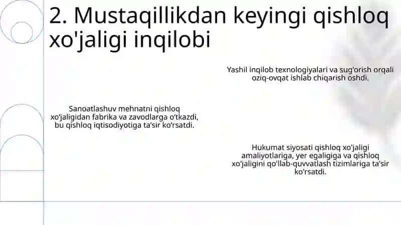 Qishloq xoʻjaligi va sanoat oʻzgarishi 4