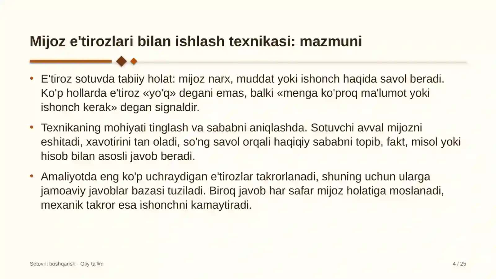 nonvoyxonalarda mijoz e'tirozlari bilan ishlash texnikasi 8538 4