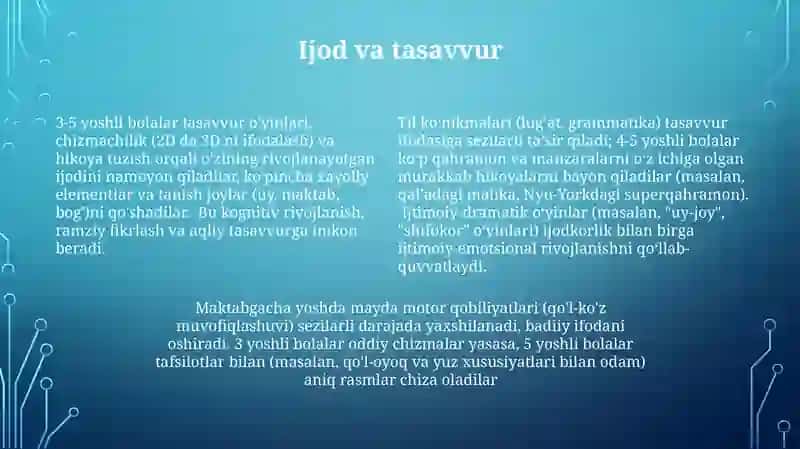 Maktabgacha yoshdagi bolalarning rivojlanishining òziga xos xususiyatlari 4