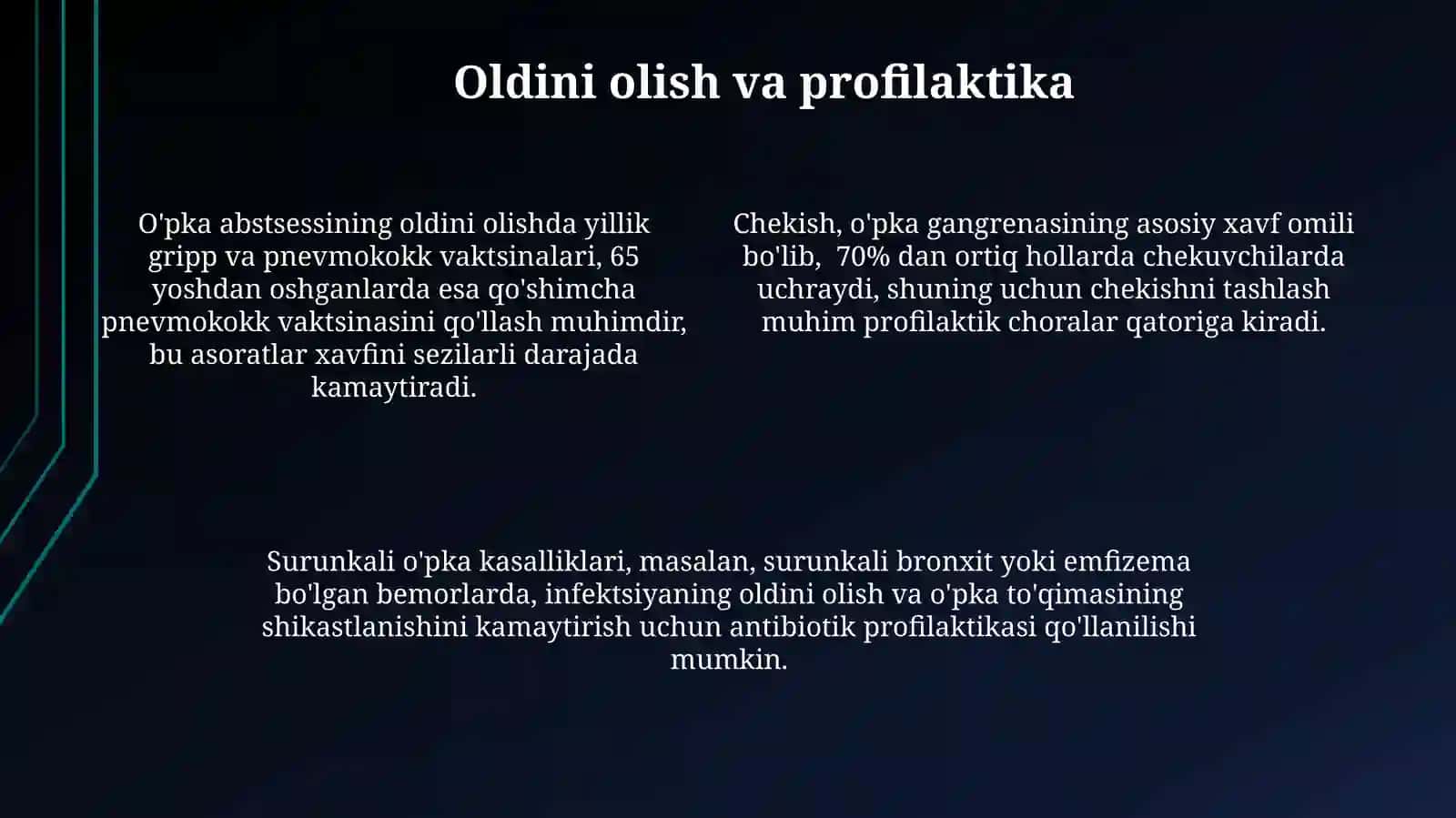 O'pkaning yiringli kasalliklari, o'pka absessi va gangrenasi 4