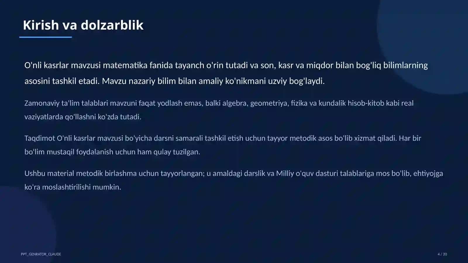 O'nli kasrlar (5-sinf) 4