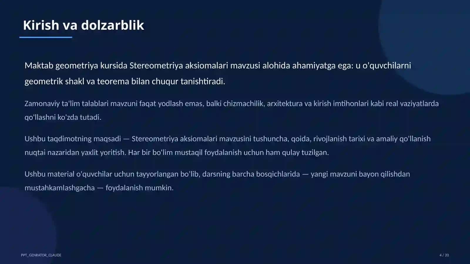 Stereometriya aksiomalari (10-sinf) 4