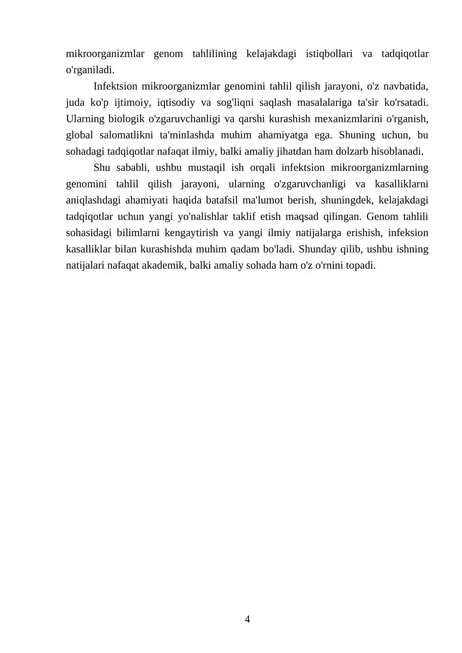 Genetika va Genomika Fanidan Tayyorlagan Mustaqil Ishi 4