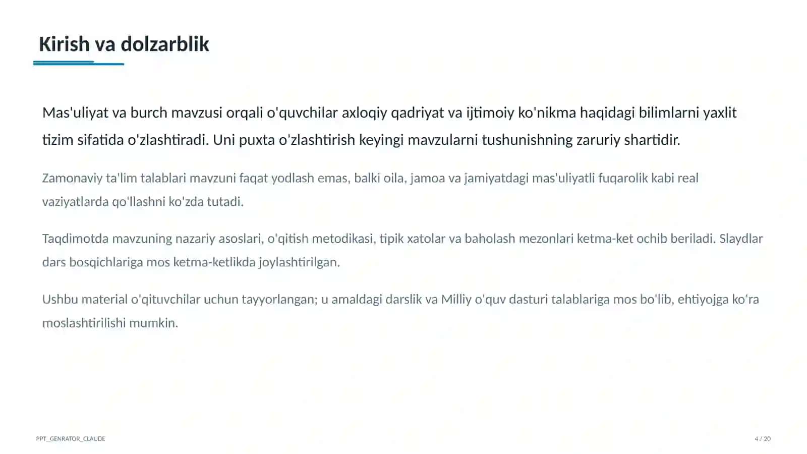 Mas'uliyat va burch (6-sinf) 4