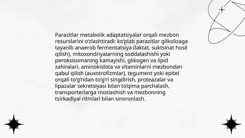 Parazitlarning adaptatsiyasi 4