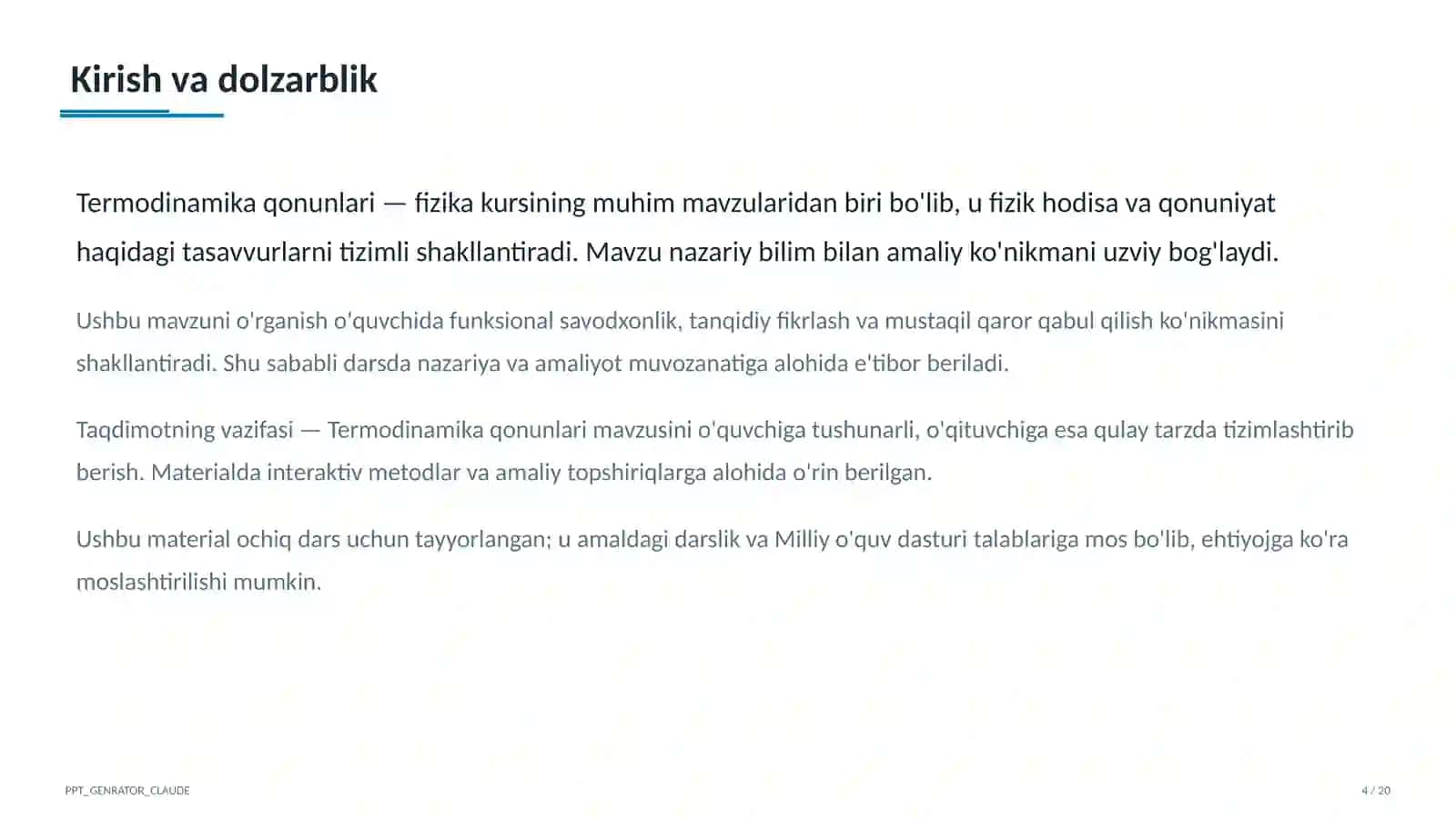Termodinamika qonunlari (10-sinf) 4