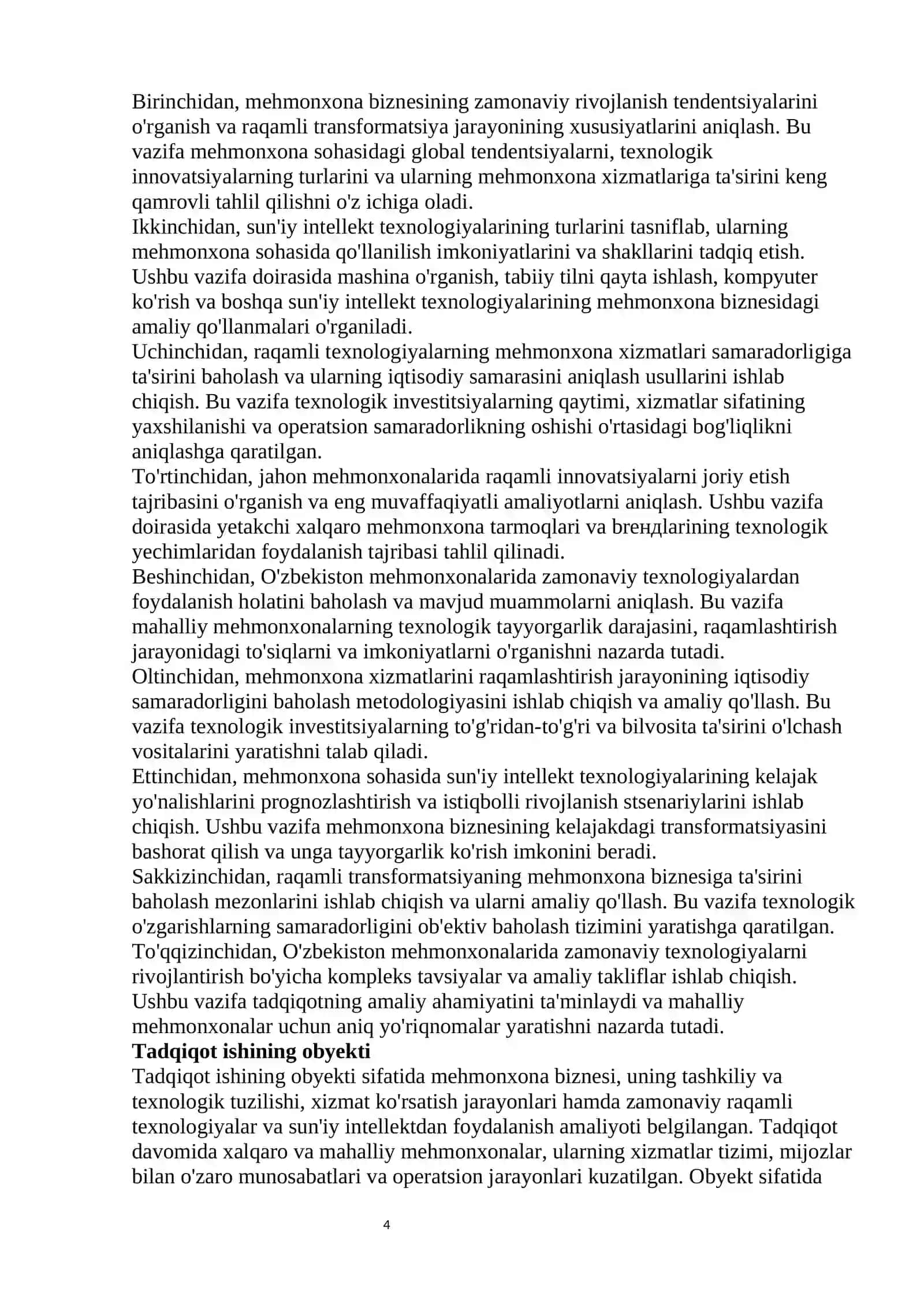 Raqamli texnologiyalar va sun'iy intellektning mehmonxona biznesida ta'siri va uning rivojlanish istiqbollari 4