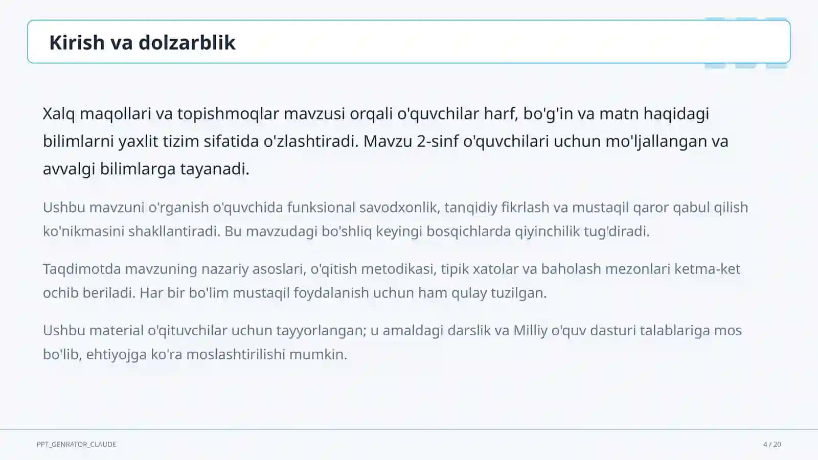 Xalq maqollari va topishmoqlar (2-sinf) 4