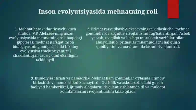 Antropogenezda Inson Evolutsion Mexanizmining Gipotezasi (V.P.Alekseev) 4