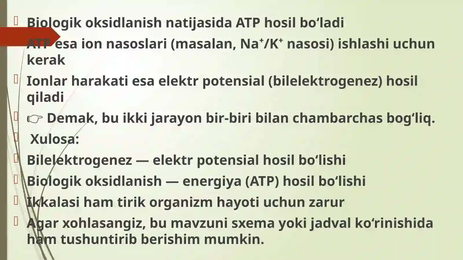 Bilelektrogenez va biologik oksidlanish tibbiyotdagi o'rni 4