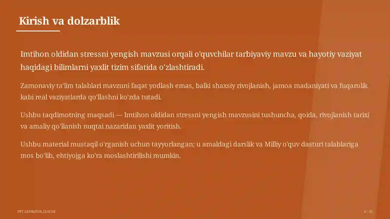 Dars rejasi 4