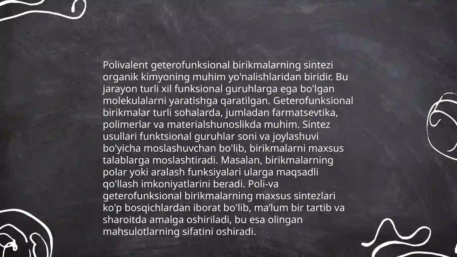 Poli- va geterofunksional birikmalar metabolitlar va dorivor moddalar sifatida 4