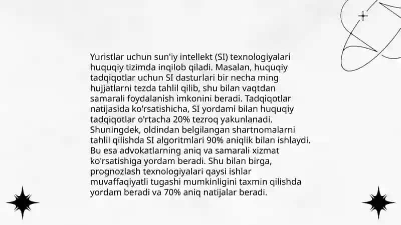 Yuristlar uchun sun'iy intellekt (AI) vositalaridan foydalanish 4