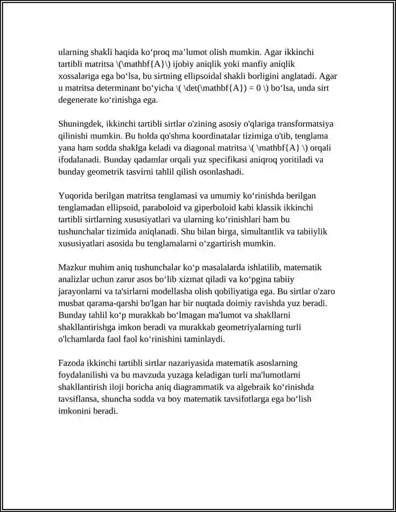 FAZODA SIRT TENGLAMASI IKKINCHI TARTIBLI SIRTLAR VA ULARNING TENGLAMALAR 4
