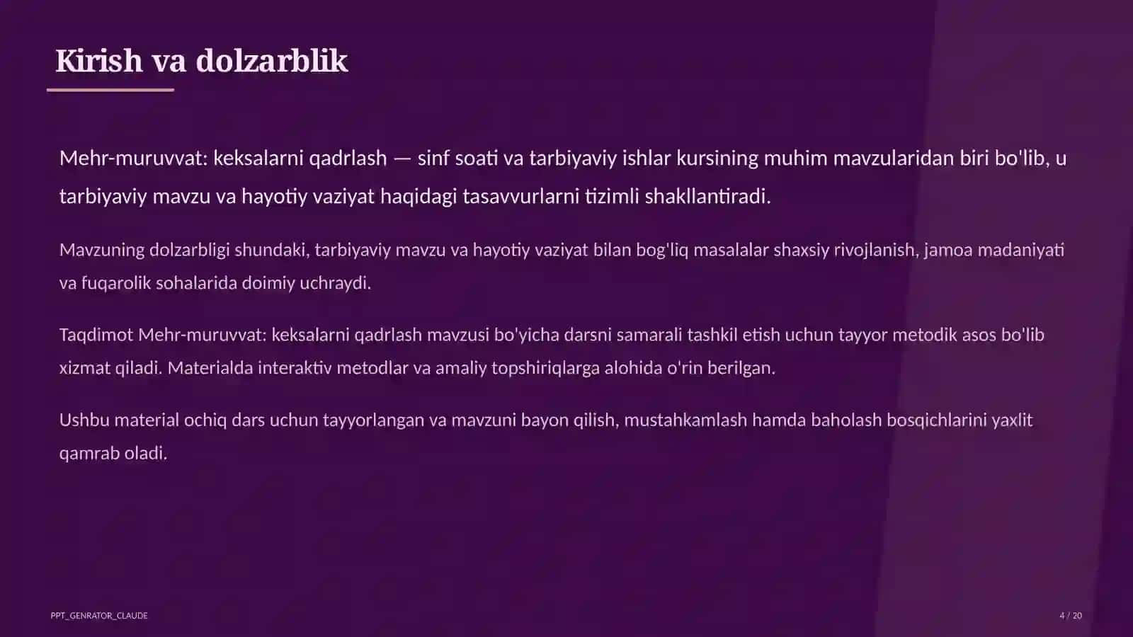 Mehr-muruvvat: keksalarni qadrlash 4