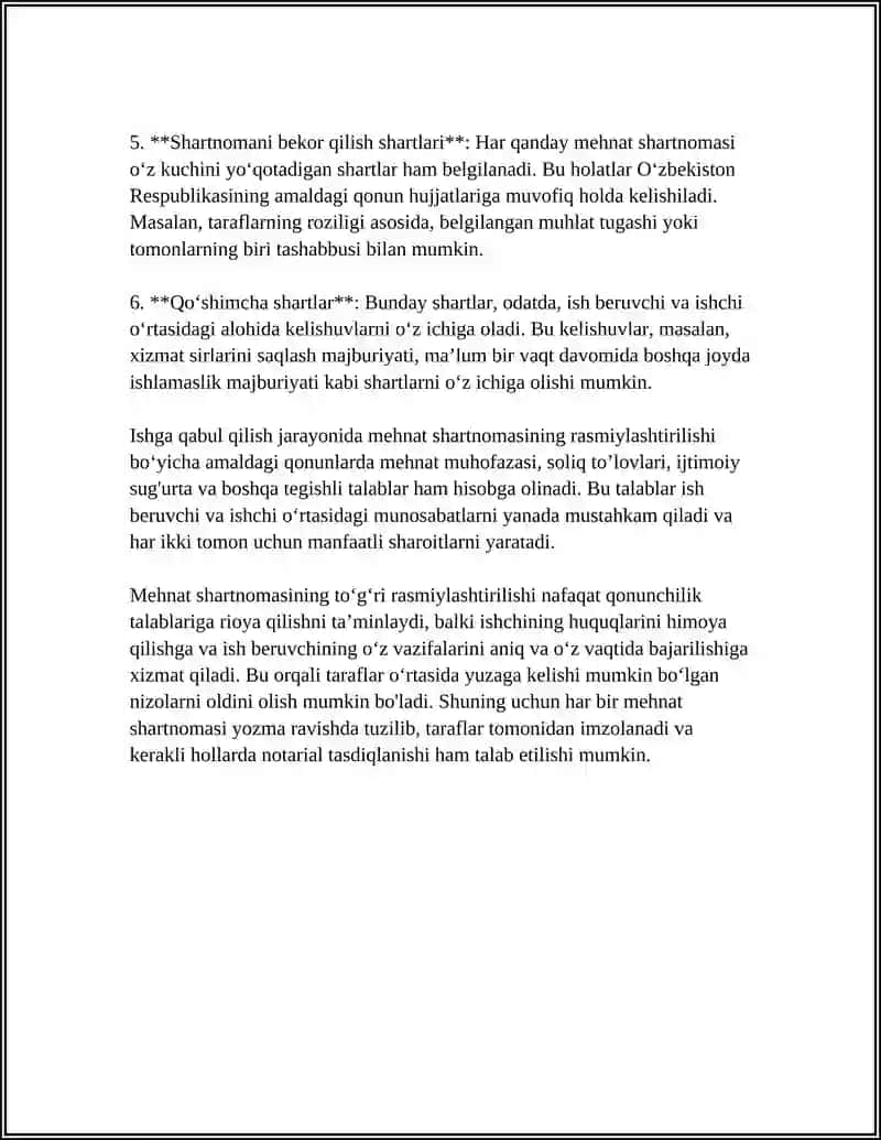 MEHNAT VA ISH HAQINI DASTLABKI XUJJATLARDA RASMIYLASHTIRISH 4