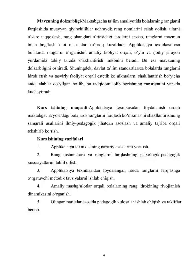 Applikatsiya texnikasi orqali bolalarda ranglarni farqlash ko’nikmasini shakillantirish 4
