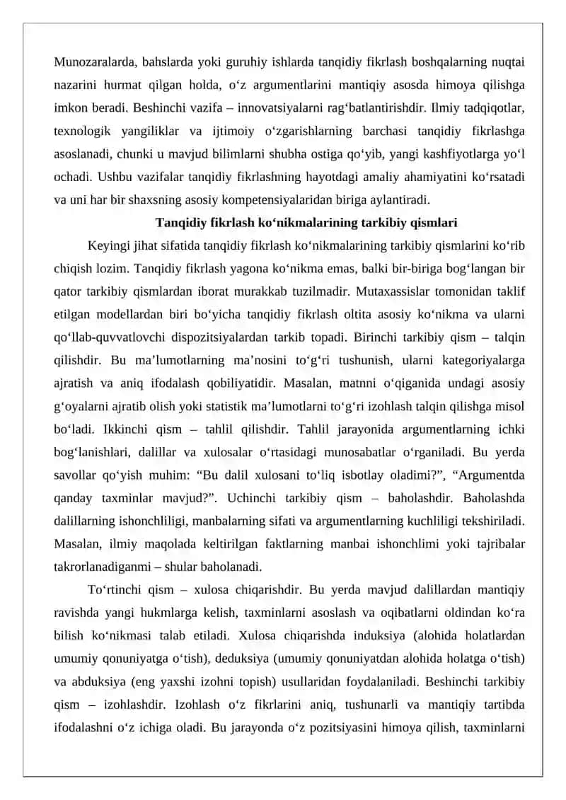 Ta'lim jarayonida tanqidiy fikrlash fazalari 4