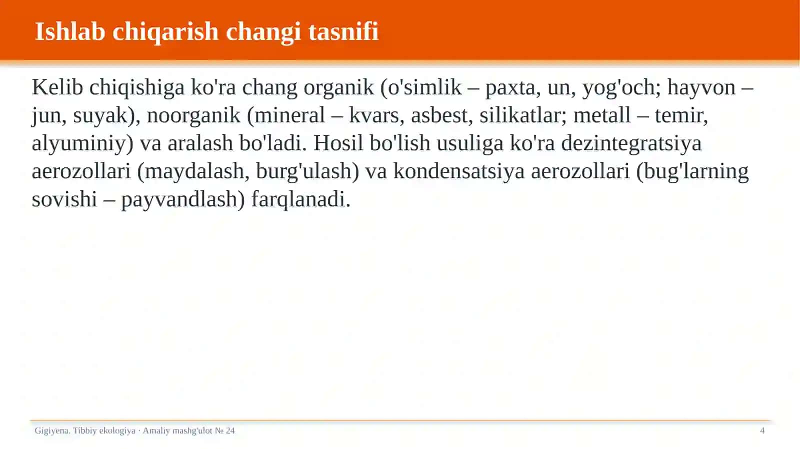 Chang patologiyasi. Pnevmokoniozlar va ularning profilaktikasi 4
