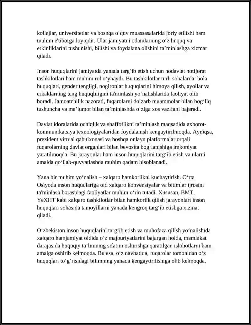 YANGI OʻZBEKISTONDA INSON HUQUQLARI VA ERKINLIKLARI 4