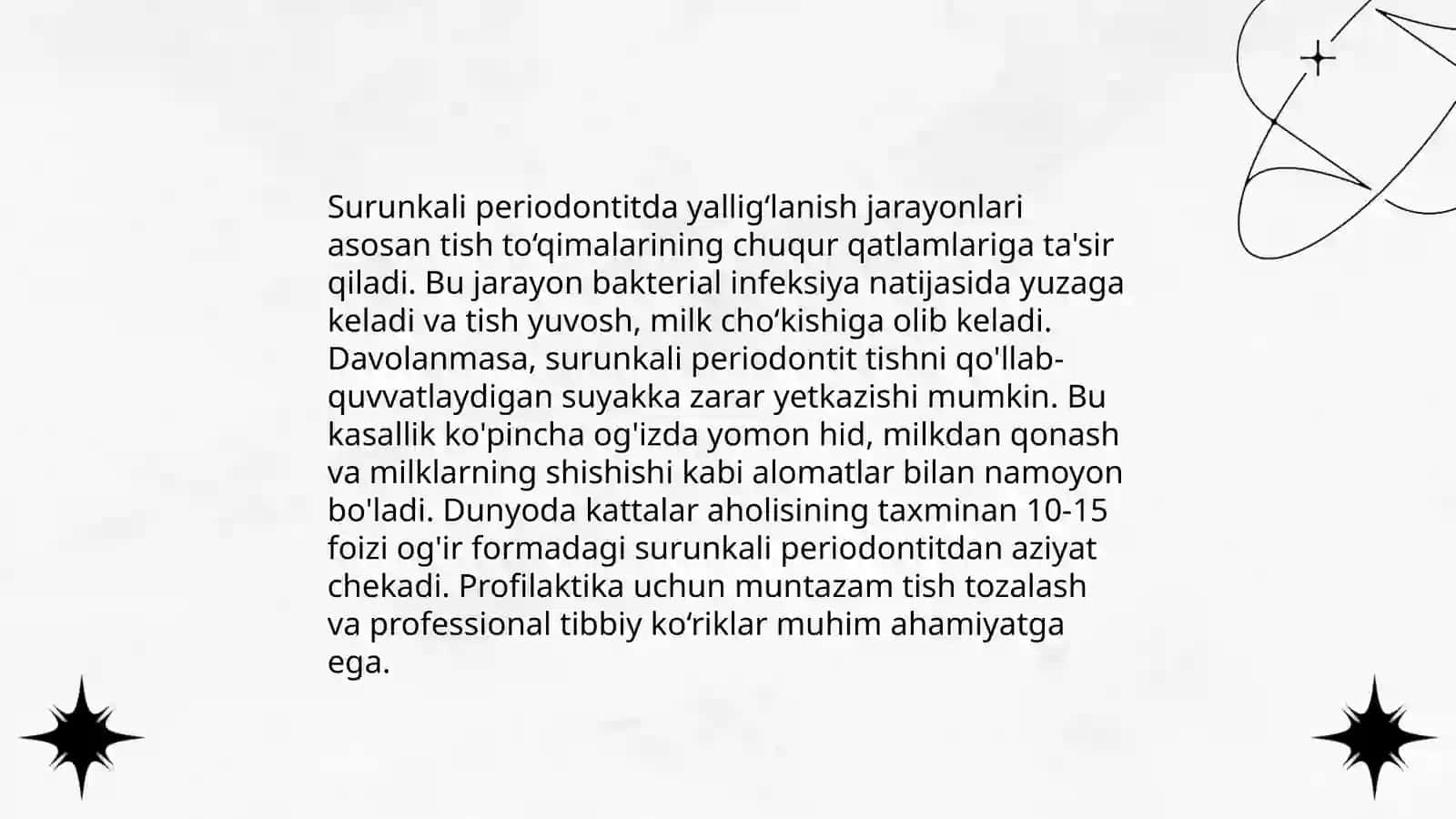 Surunkali periodontitning patologik anatomiyasi, infitsirlangan ildiz kanallarini zararsizlantirish uchun qoʼllaniladigan antiseptiklar 4