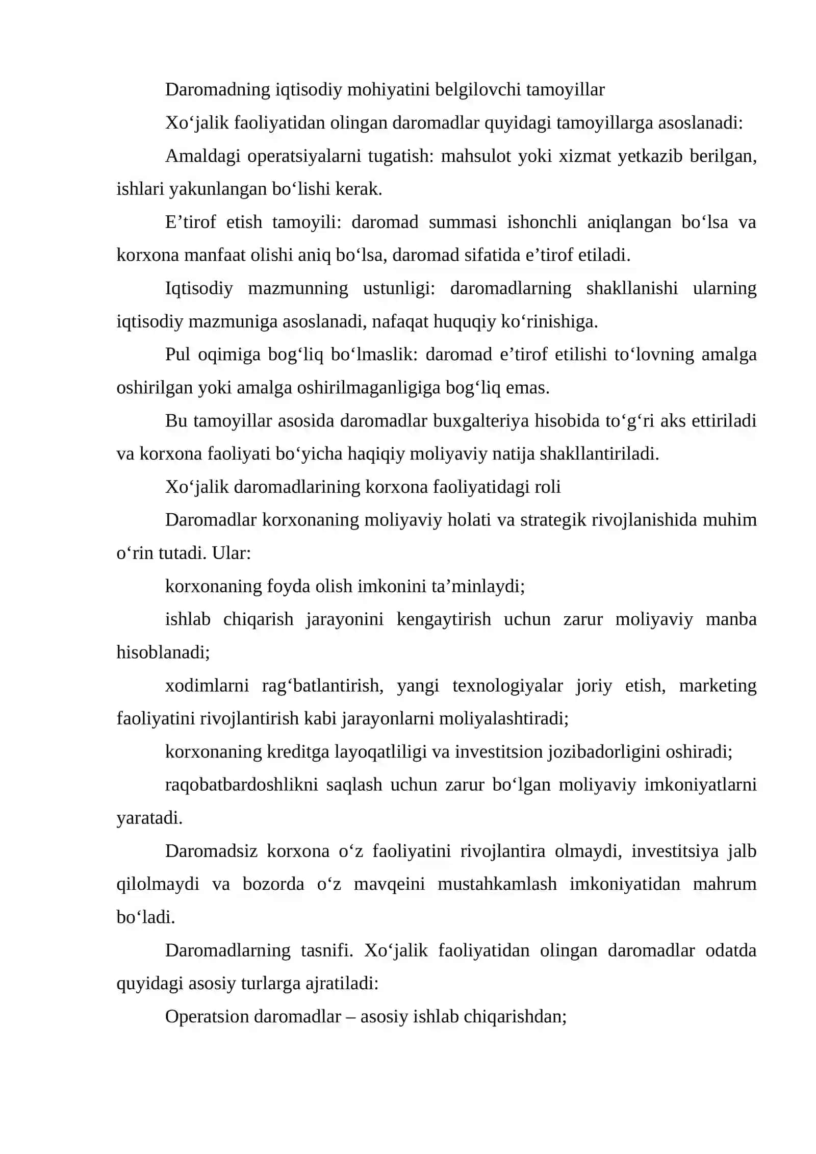 Xojalik faoliyatidan olingan daromad. Asosiy operatsion va moliyaviy faoliyatdan daromadlar 4