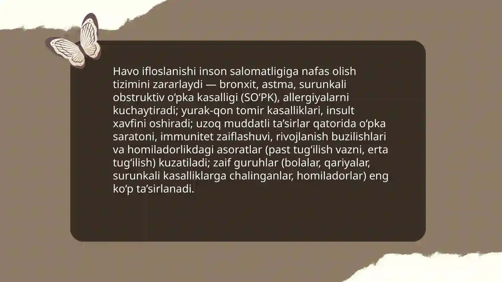 Atmosfera havosini ifloslanishini insonga ta siri va undan muxofazalanish 4