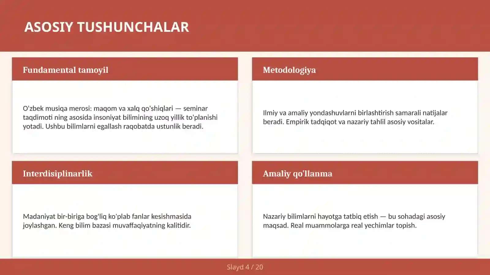O'zbek musiqa merosi: maqom va xalq qo'shiqlari — seminar taqdimoti 4