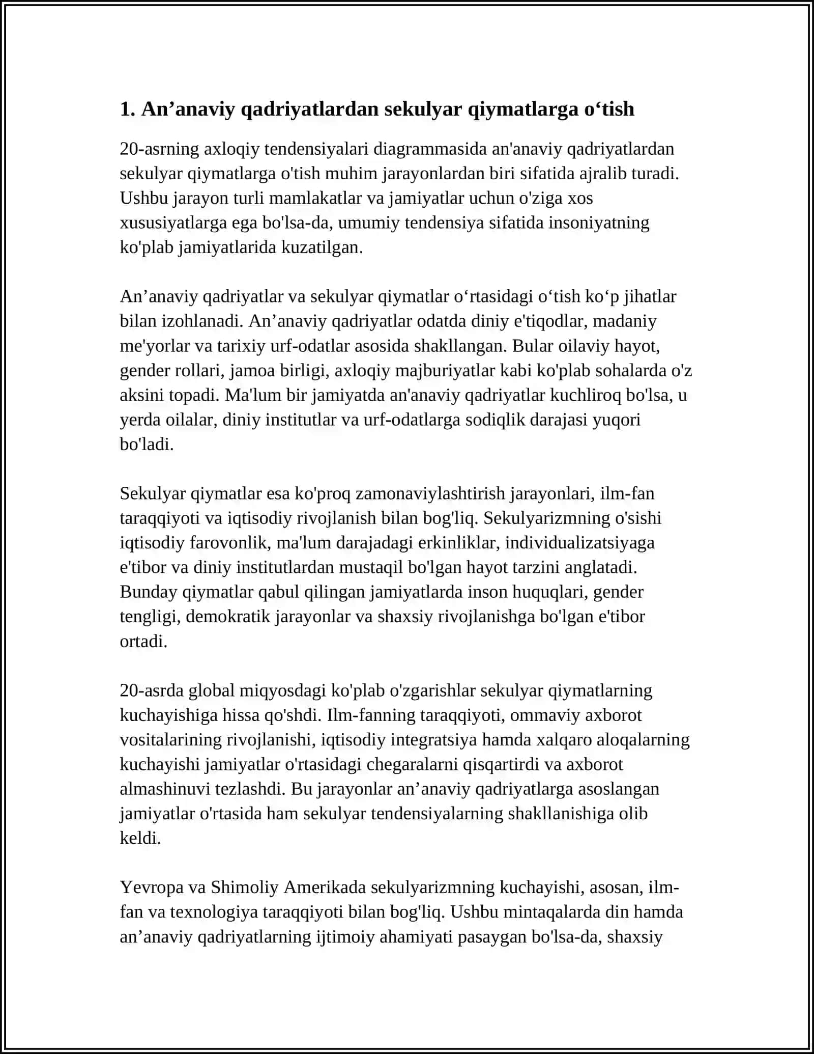 20 ASRNING ASOSIY AXLOQIY TENDENTSIYATSIYALARI DIAGRAMMA KORINISHDA 4