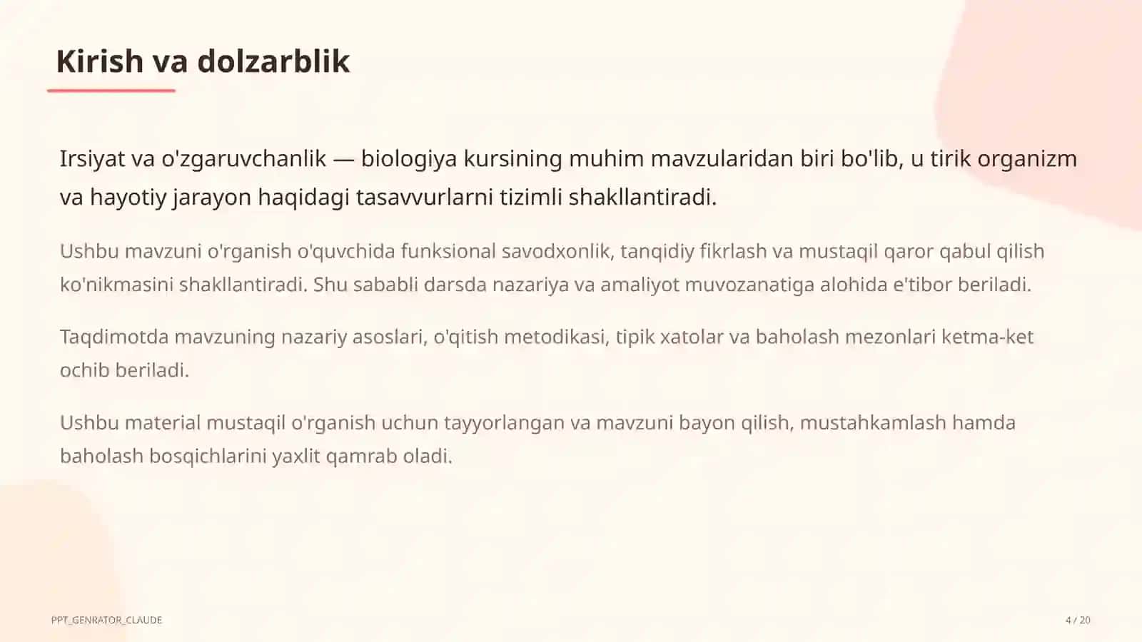 Irsiyat va o'zgaruvchanlik (9-sinf) Biologiya (5-11) 4
