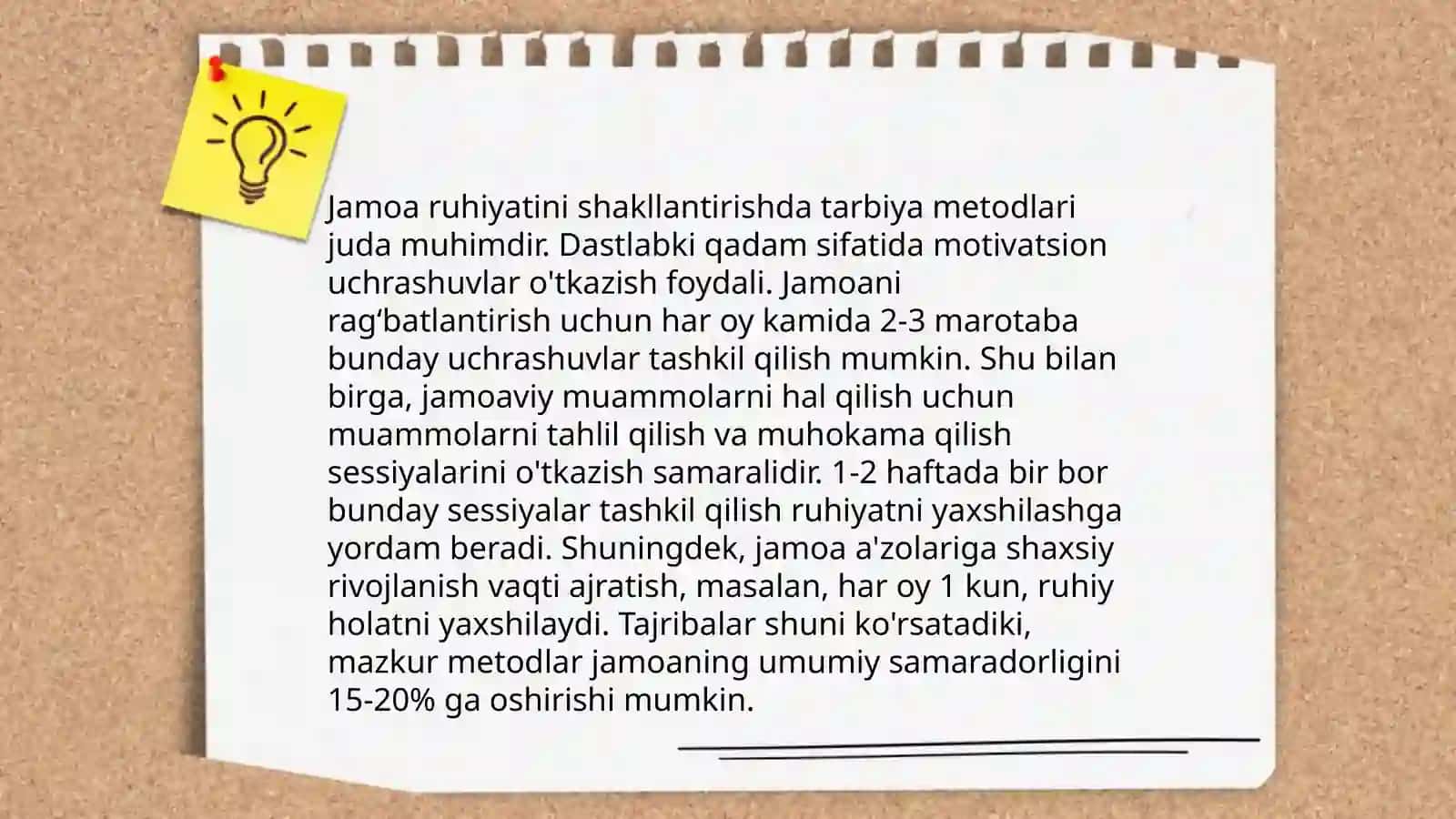 Tarbiya metodlarining jamoaning rivojlanish darajasiga bogʼliqligi 4