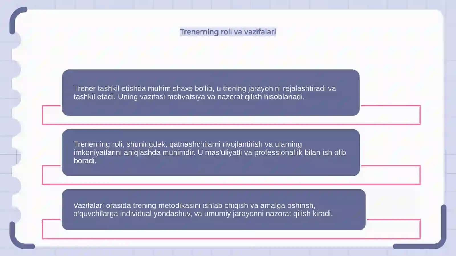 Trening tashkil etishda trenerning faoliyati 4