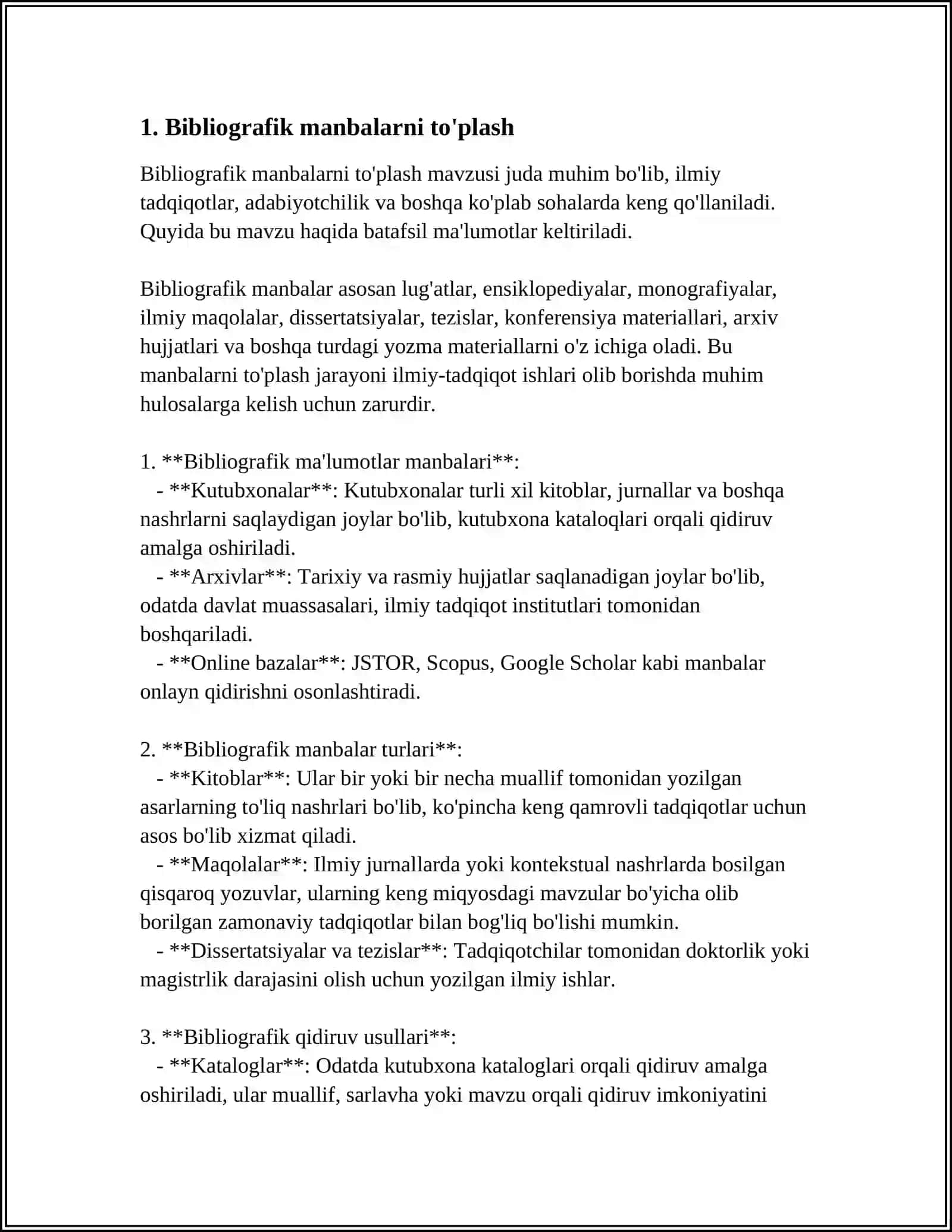 OʻZBEKISTONDA AXBOROT-KUTUBXONA MUASSALARINING BIBLIOGRAFIYA ISHINING VAZIFALARI VA MAZMUNI 4