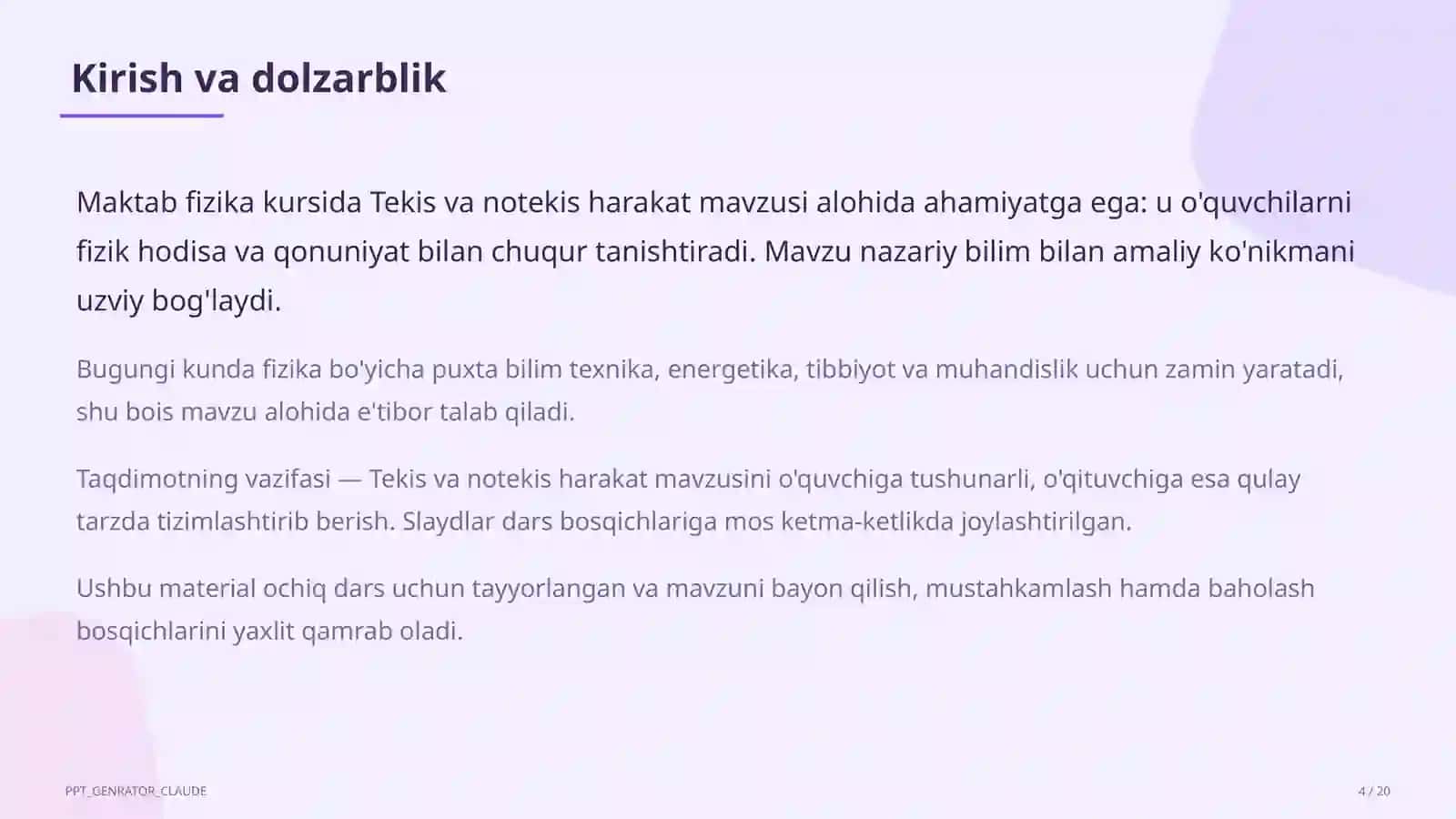 Tekis va notekis harakat (7-sinf) 4